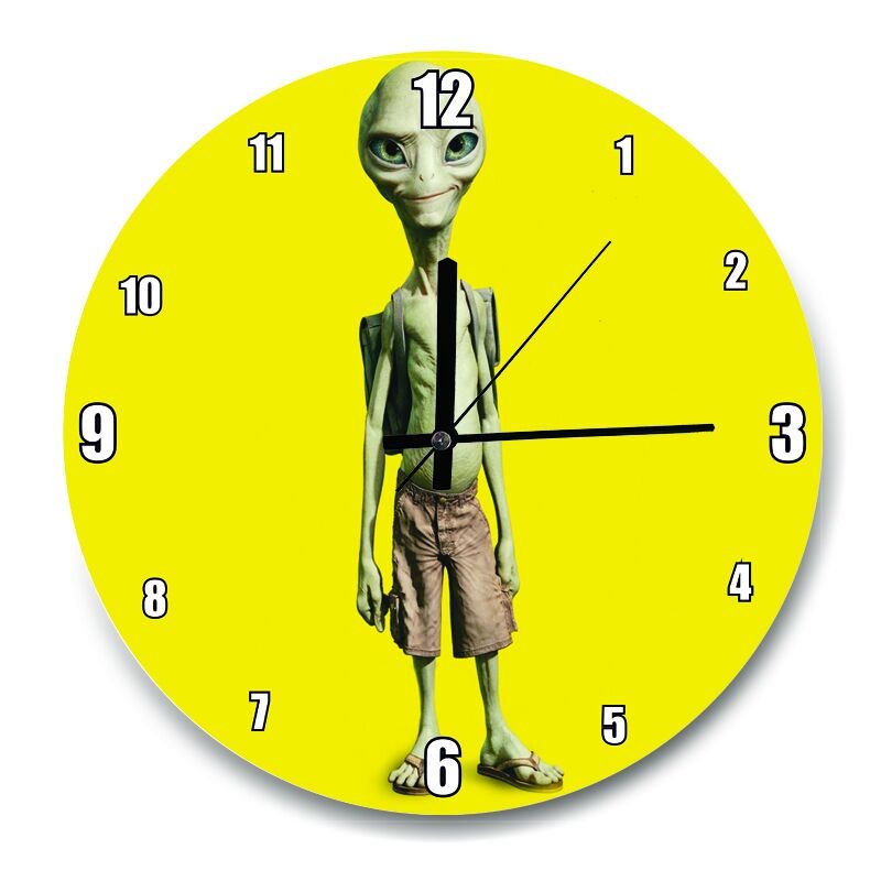 Cute Alien  Mdf Ahşap Duvar Saati 50 cm Çap