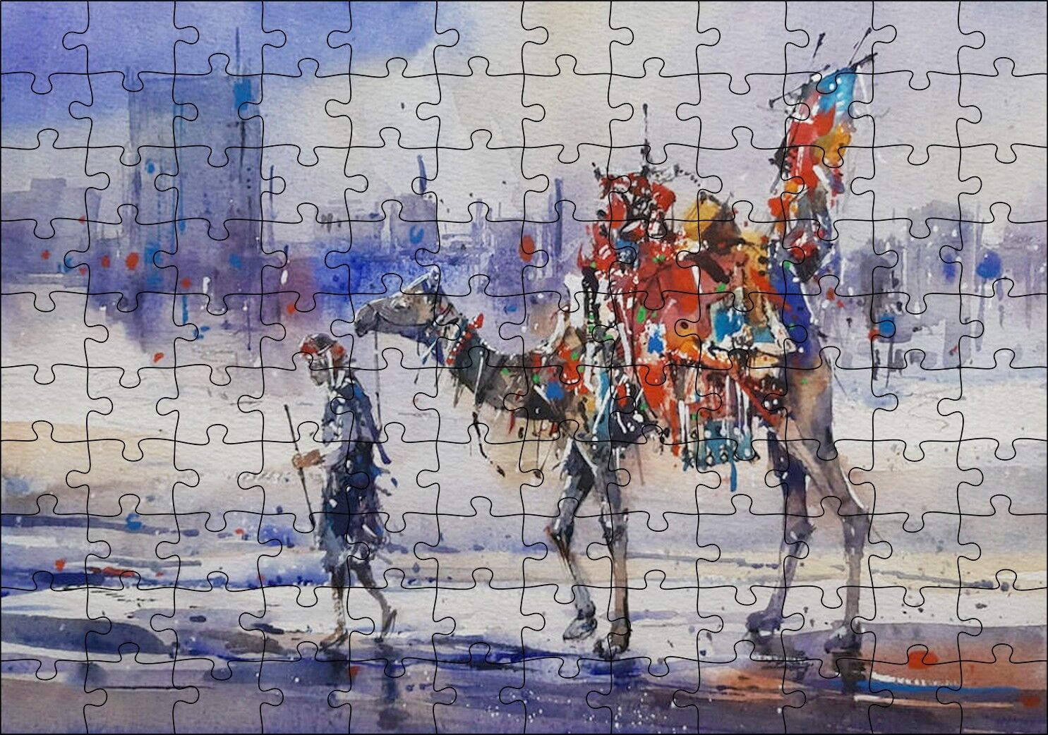 Clifton Sahilinde Deveyle Sahibi Puzzle Yapboz MDF Ahşap 120 Parça 24 cm X 34 cm