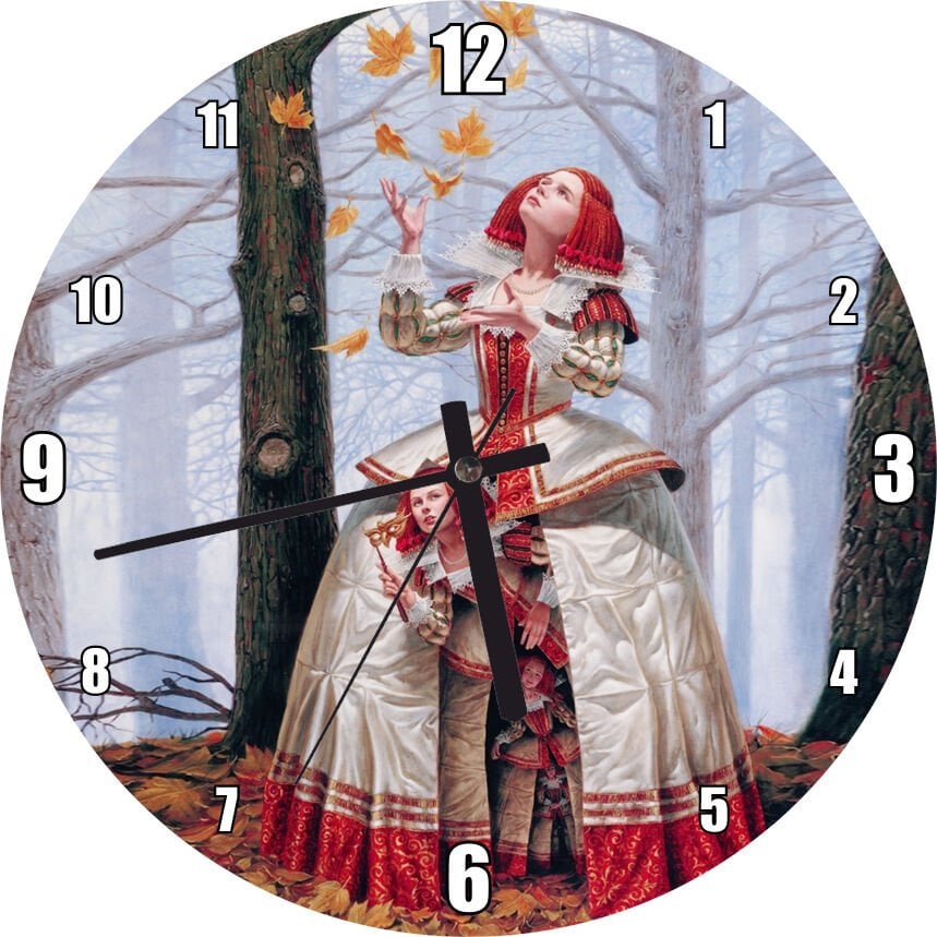 Ormandaki Fantastik Matruşka Kız  Mdf Ahşap Duvar Saati 30 cm Çap