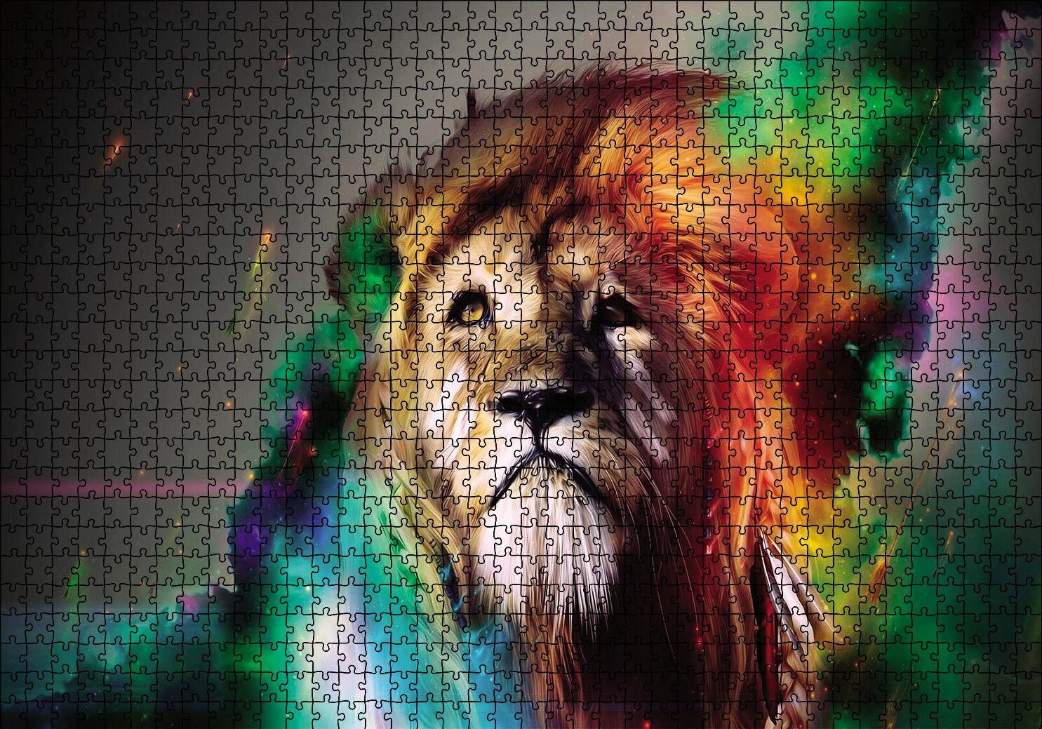 Boyalı Aslan Puzzle Yapboz MDF Ahşap 1000 Parça 49 cm X 68 cm