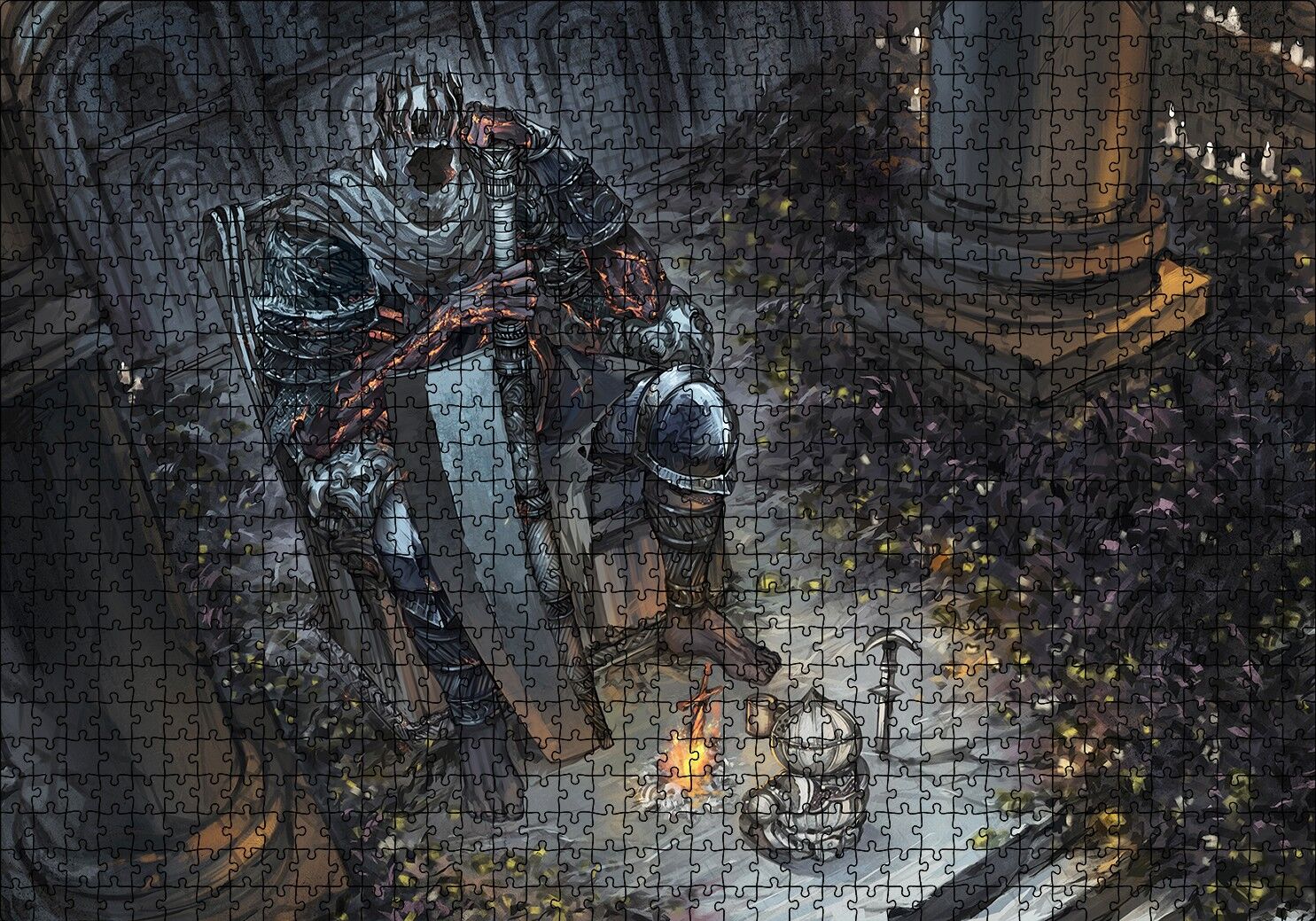 Dark Souls Oyun Karakterleri Puzzle Yapboz MDF Ahşap 1000 Parça 49 cm X 68 cm