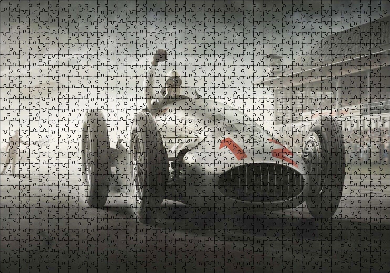 Mercedes Gümüş Ok Görseli Puzzle Yapboz MDF Ahşap 1000 Parça 49 cm X 68 cm