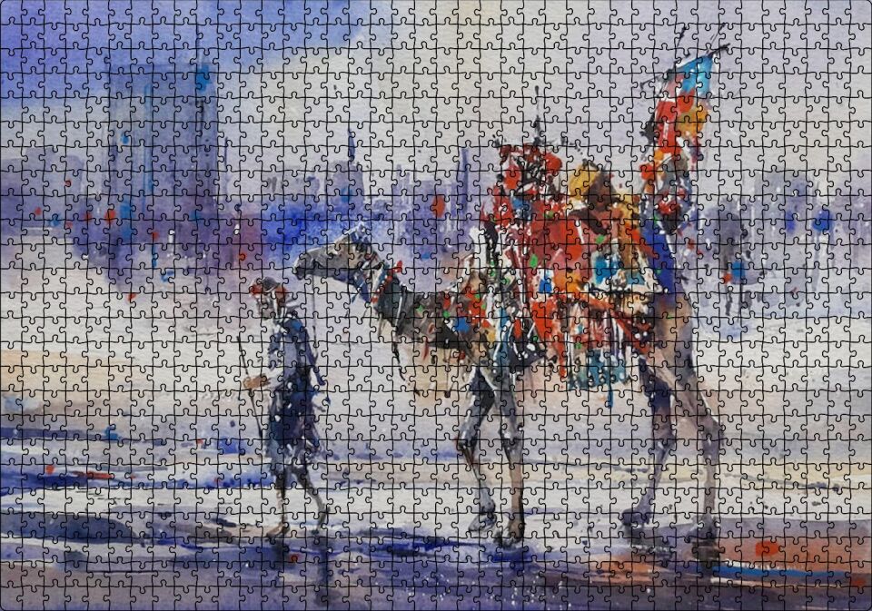 Clifton Sahilinde Deveyle Sahibi Puzzle Yapboz MDF Ahşap 1000 Parça 49 cm X 68 cm