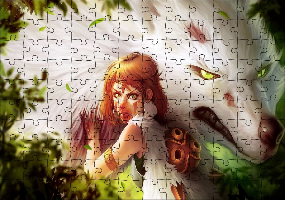 Prenses mononoke 2019 Anime Karakter Puzzle Yapboz MDF Ahşap 120 Parça 24 cm X 34 cm