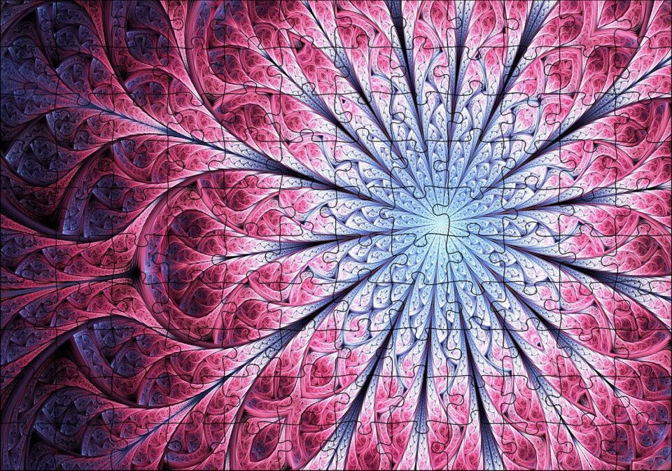 Siyah Ve Gri Mandala Desen Görseli Puzzle Yapboz MDF Ahşap 120 Parça 24 cm X 34 cm