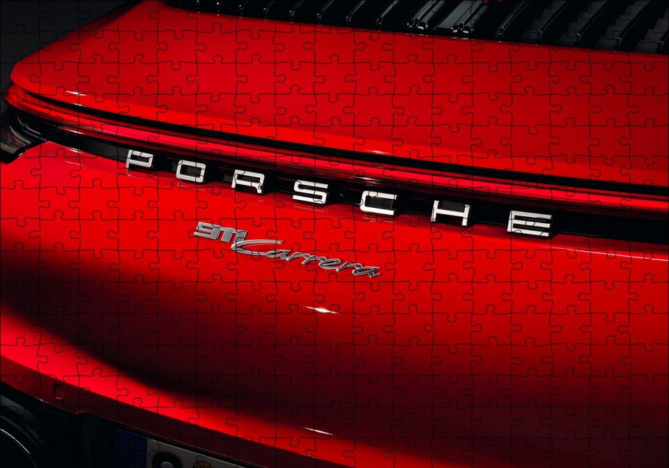 Porsche 911 Carrera Arka Yakın Plan Puzzle Yapboz MDF Ahşap 255 Parça 34 cm X 49 cm