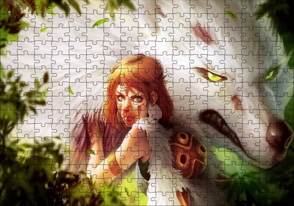 Prenses mononoke 2019 Anime Karakter Puzzle Yapboz MDF Ahşap 255 Parça 34 cm X 49 cm