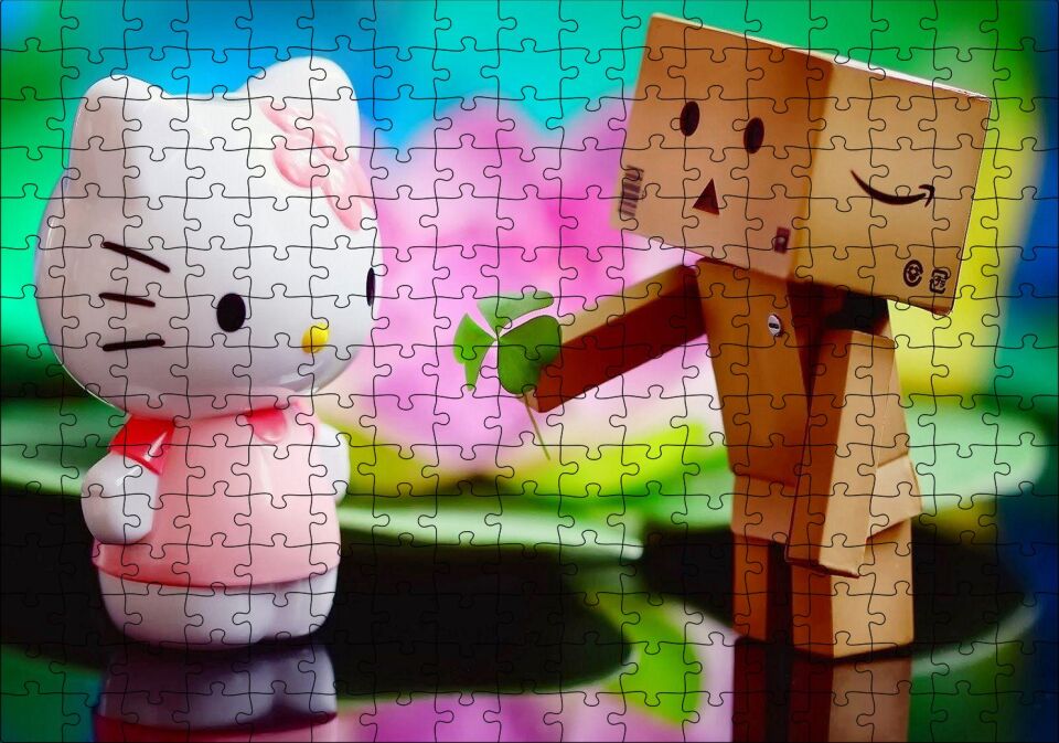 Merhaba Kedicik Yonca Görseli Puzzle Yapboz MDF Ahşap 255 Parça 34 cm X 49 cm