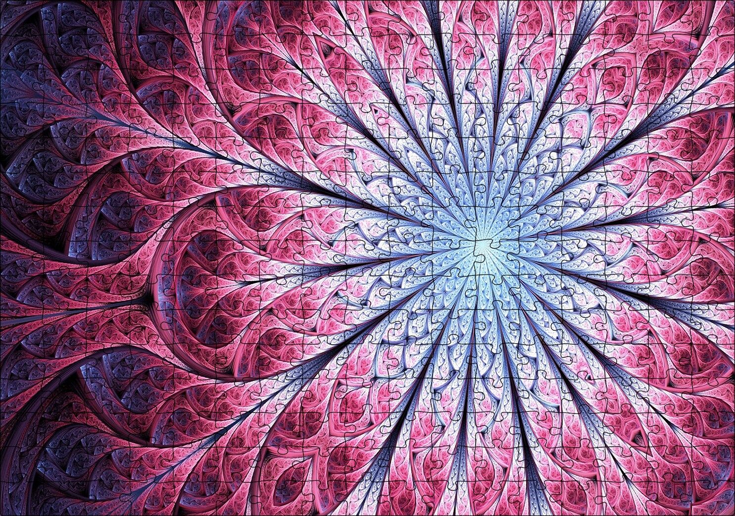 Siyah Ve Gri Mandala Desen Görseli Puzzle Yapboz MDF Ahşap 255 Parça 34 cm X 49 cm
