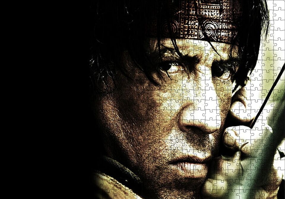 John Rambo ve Oku Puzzle Yapboz MDF Ahşap 500 Parça 49 cm X 68 cm