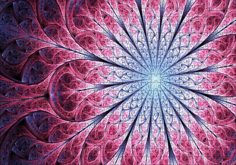 Siyah Ve Gri Mandala Desen Görseli Puzzle Yapboz MDF Ahşap 500 Parça 49 cm X 68 cm