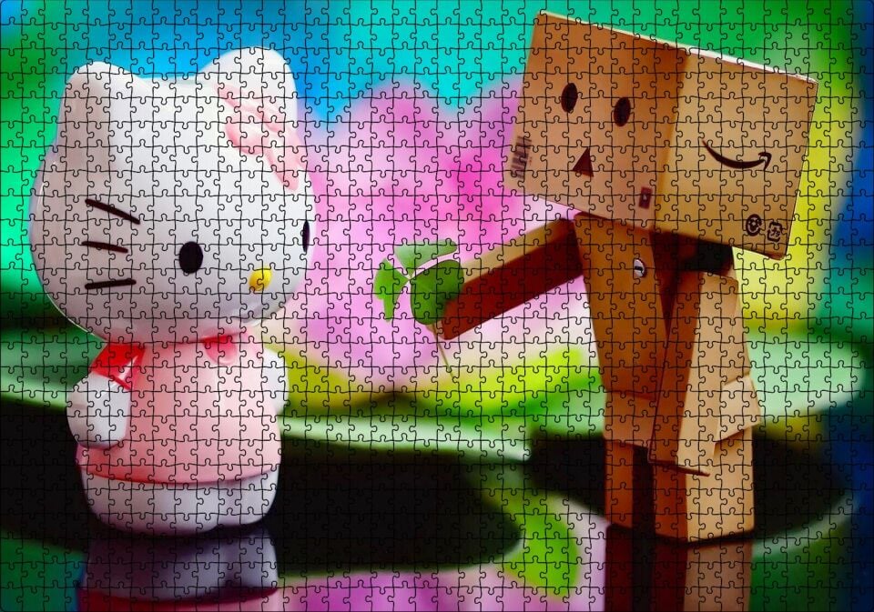 Merhaba Kedicik Yonca Görseli Puzzle Yapboz MDF Ahşap 1000 Parça 49 cm X 68 cm