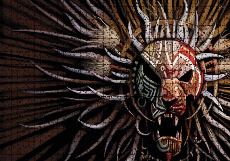 Tribal Aslan Kafası Maske Puzzle Yapboz MDF Ahşap 1000 Parça 49 cm X 68 cm