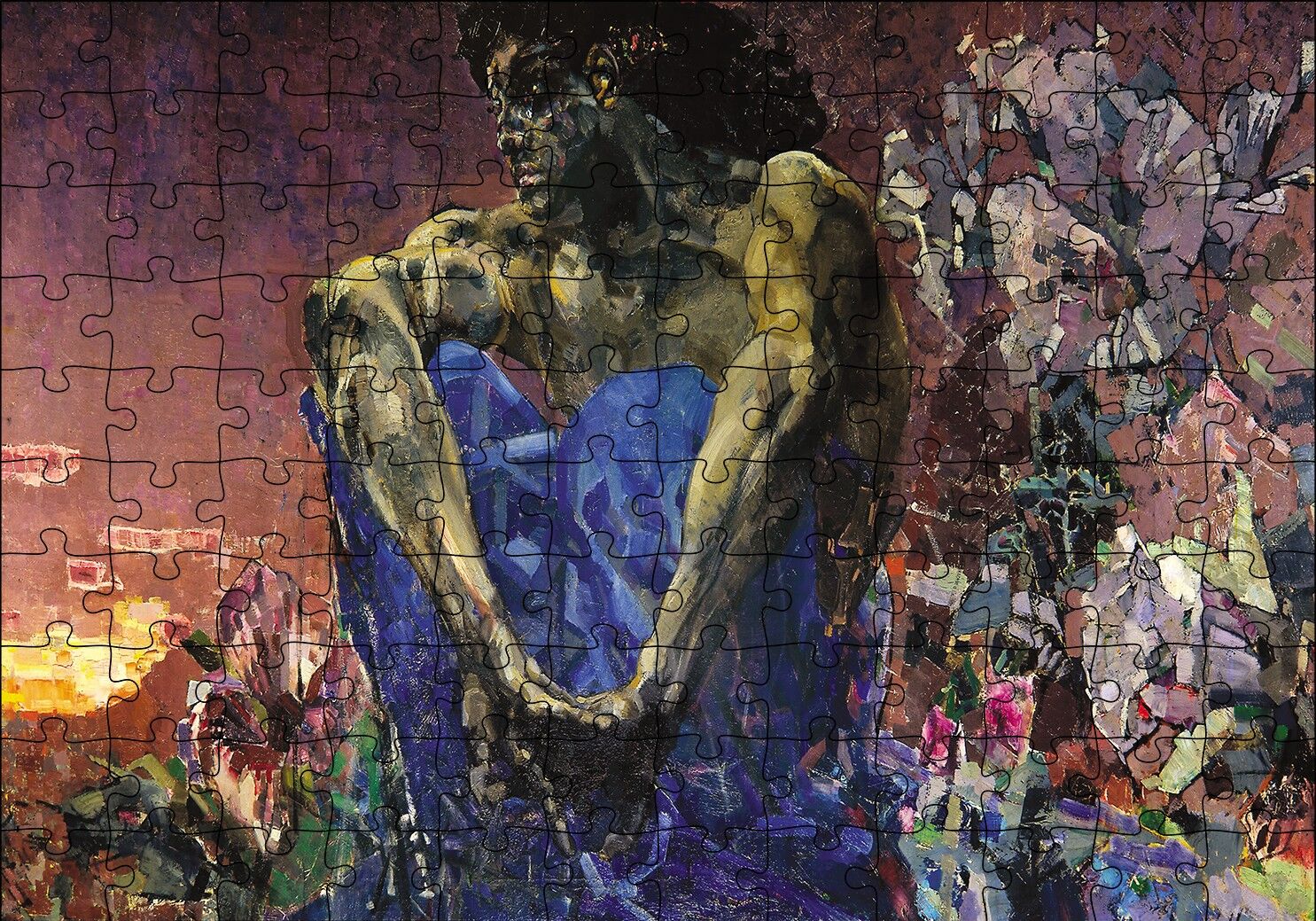 Mikhail Vrubel İblis Oturmuş Puzzle Yapboz MDF Ahşap 120 Parça 24 cm X 34 cm