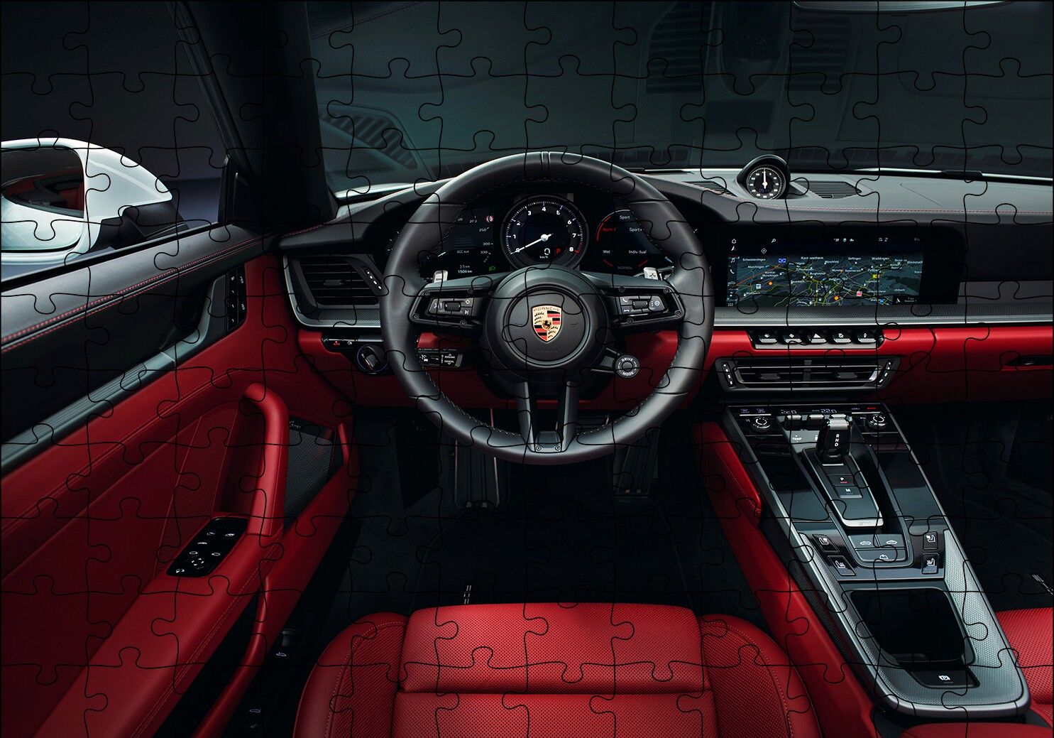 Porsche 911 Carrera Cabrio İç Görünüş Puzzle Yapboz MDF Ahşap 120 Parça 24 cm X 34 cm