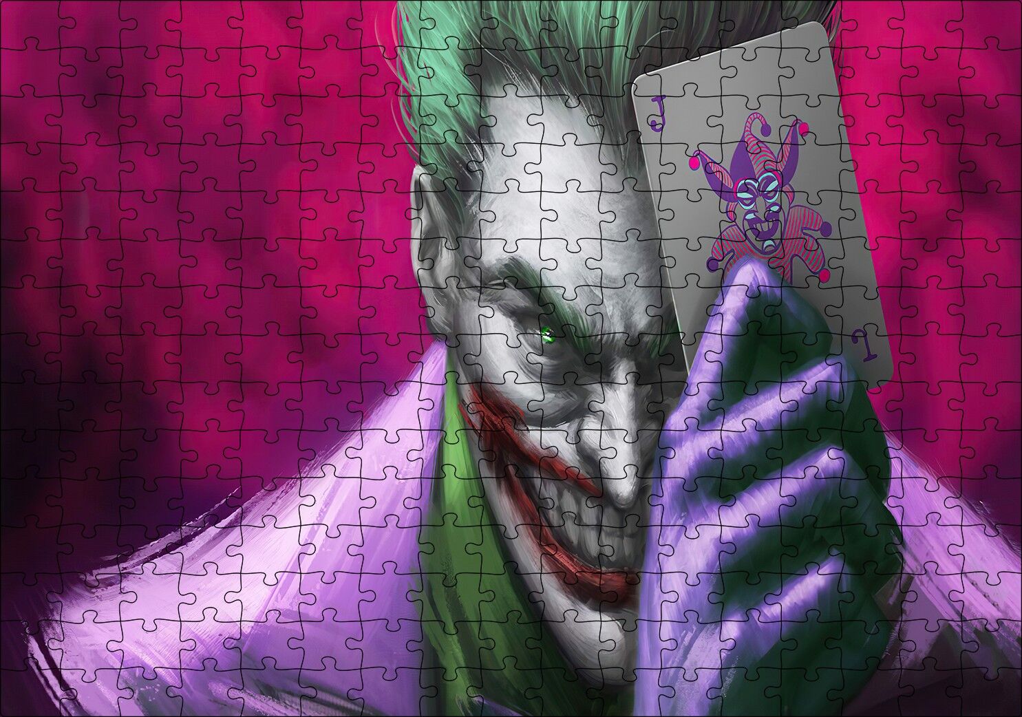 Joker Ve Joker Kartı Yağlı Boya Görseli Puzzle Yapboz MDF Ahşap 255 Parça 34 cm X 49 cm