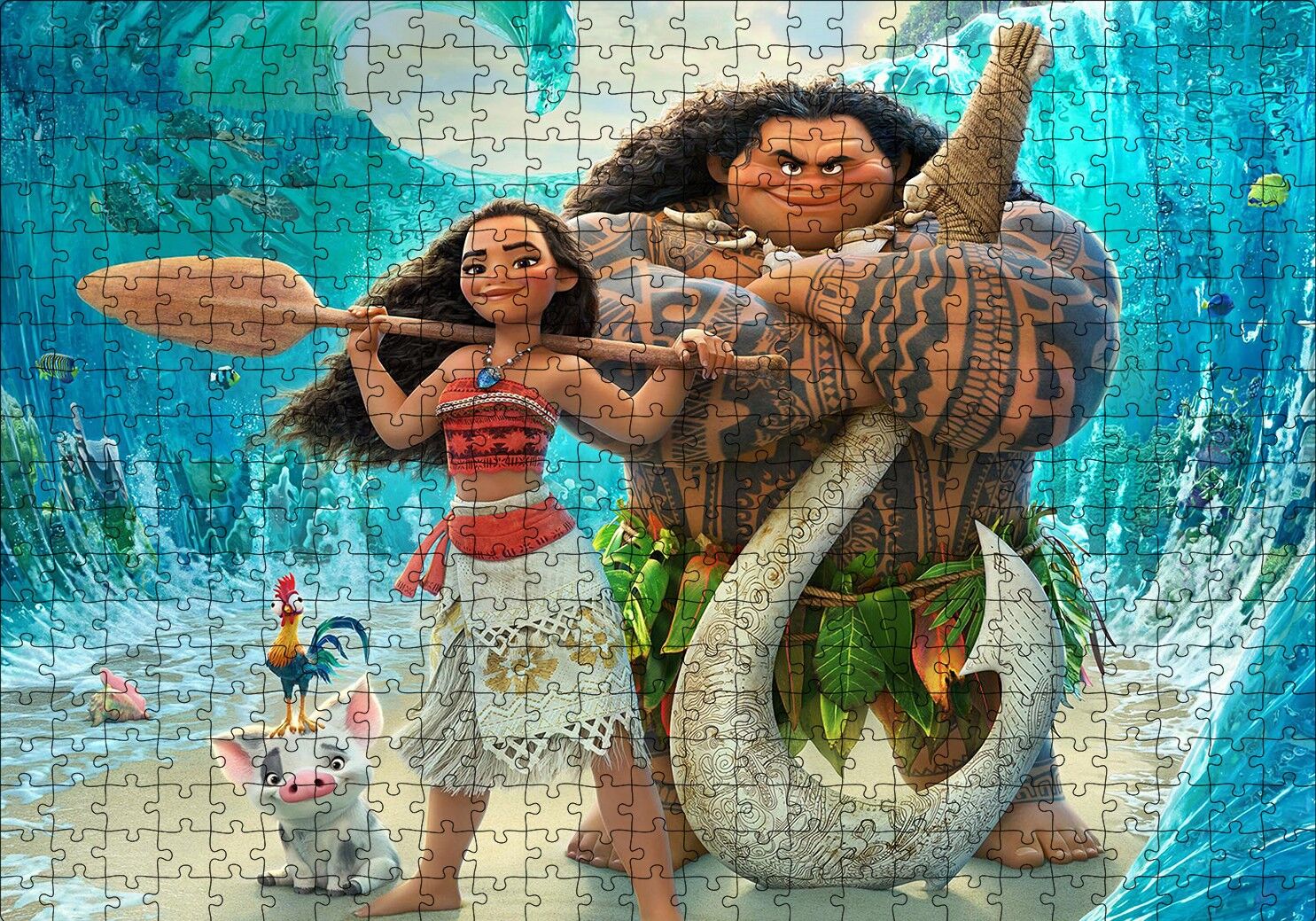 Moana Animasyon Puzzle Yapboz MDF Ahşap 500 Parça 49 cm X 68 cm