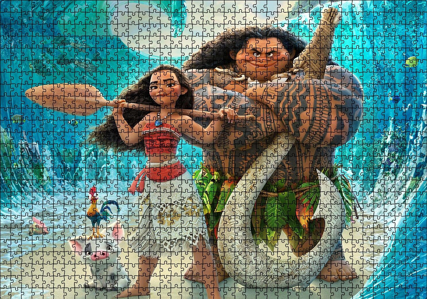 Moana Animasyon Puzzle Yapboz MDF Ahşap 1000 Parça 49 cm X 68 cm