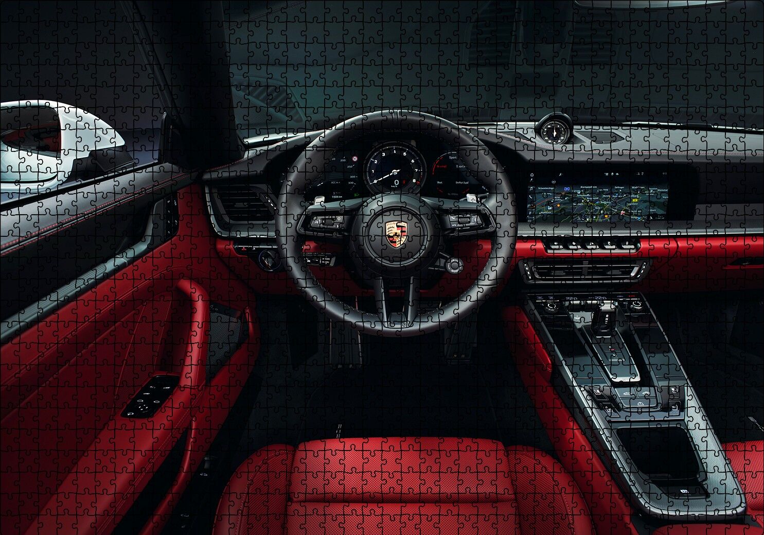 Porsche 911 Carrera Cabrio İç Görünüş Puzzle Yapboz MDF Ahşap 1000 Parça 49 cm X 68 cm