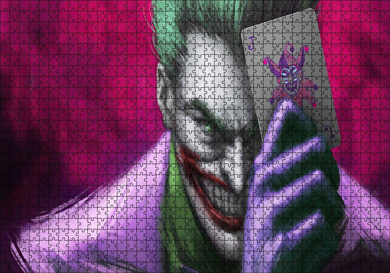 Joker Ve Joker Kartı Yağlı Boya Görseli Puzzle Yapboz MDF Ahşap 1000 Parça 49 cm X 68 cm