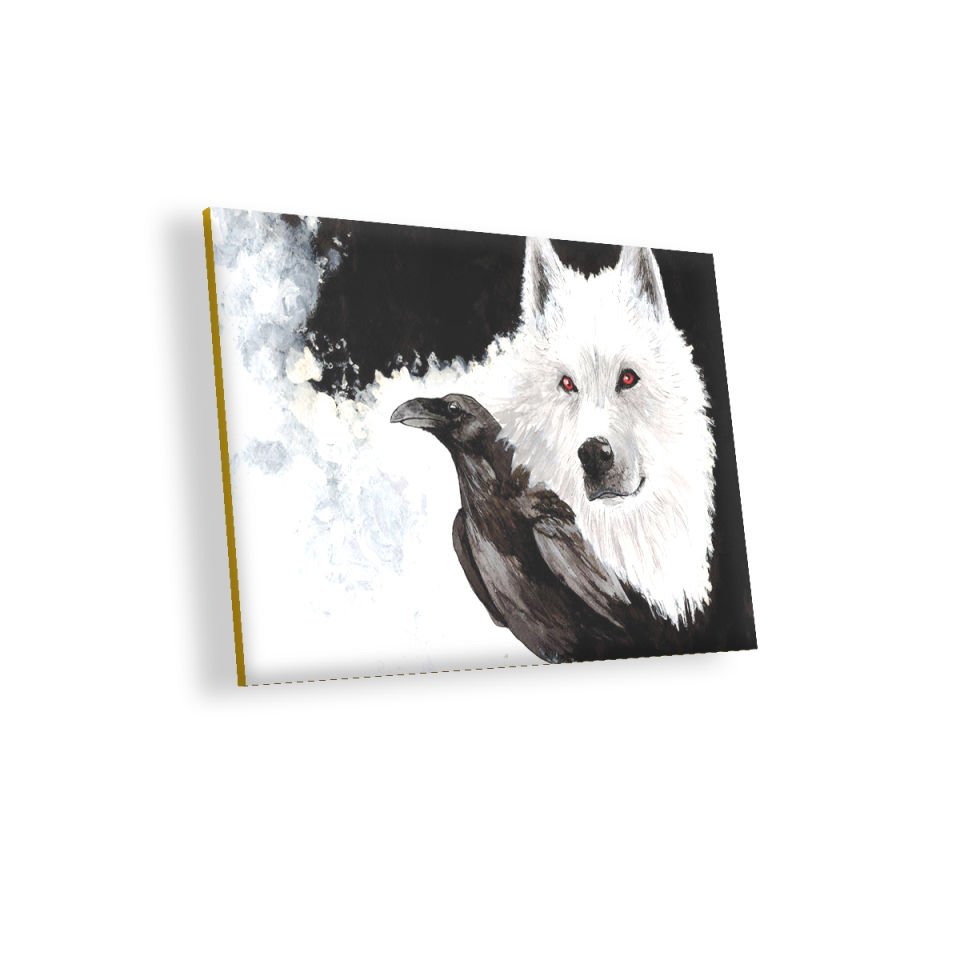 Beyaz Kurt Karga MDF Akşap Duvar Tablo 50x70 cm