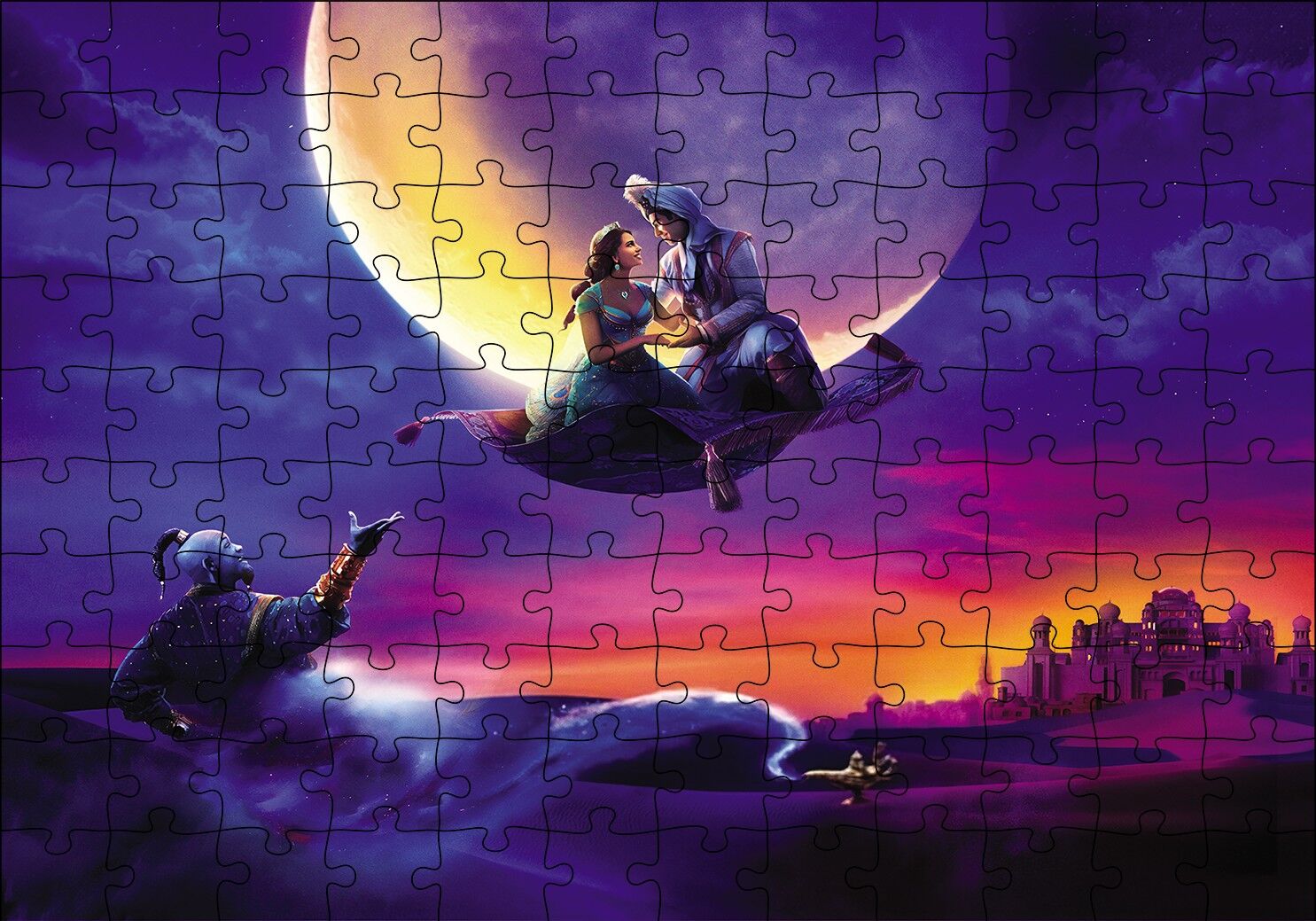 Lambada Büyü Aladdin ve Prenses Yasemin Puzzle Yapboz MDF Ahşap