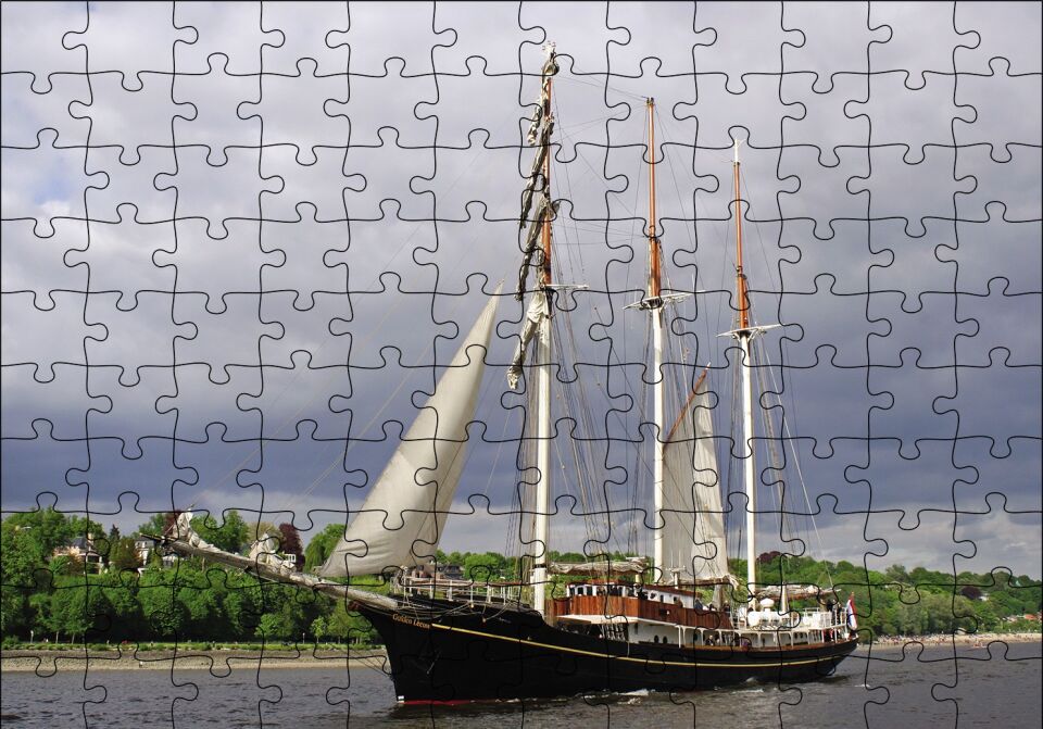 Yelkenli Tekne Puzzle Yapboz MDF Ahşap 120 Parça 24 cm X 34 cm