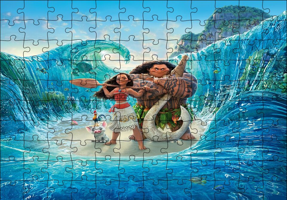 Moana Dalgaların Ortasında Puzzle Yapboz MDF Ahşap 120 Parça 24 cm X 34 cm