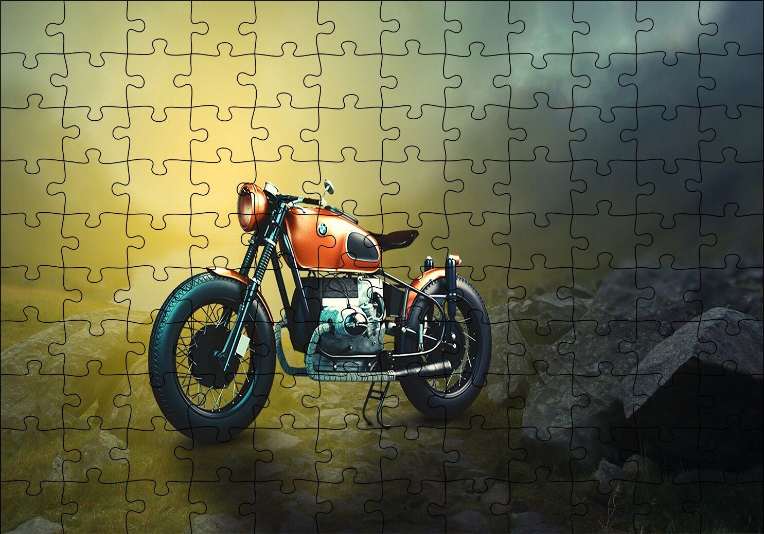BMV Klasik Motorsiklet Puzzle Yapboz MDF Ahşap 120 Parça 24 cm X 34 cm