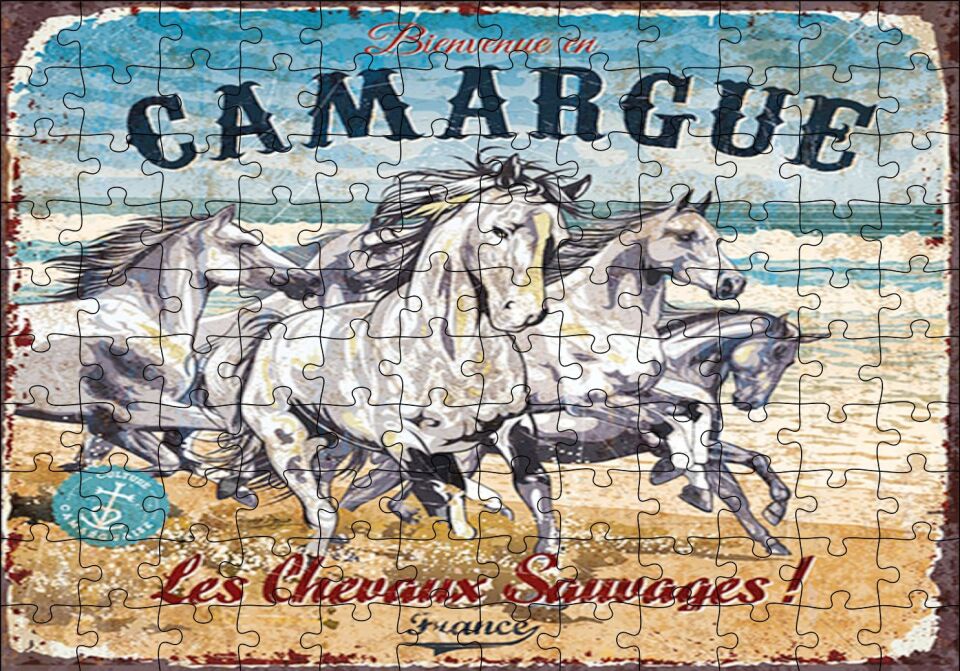 Çatlak Zeminde Koşan Vahşi Atlar Puzzle Yapboz MDF Ahşap