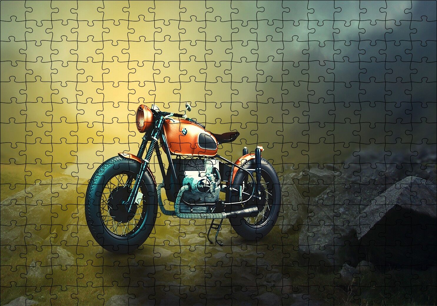 BMV Klasik Motorsiklet Puzzle Yapboz MDF Ahşap 255 Parça 34 cm X 49 cm