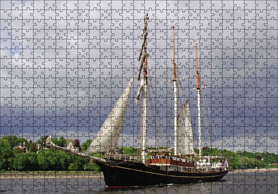 Yelkenli Tekne Puzzle Yapboz MDF Ahşap 500 Parça 49 cm X 68 cm