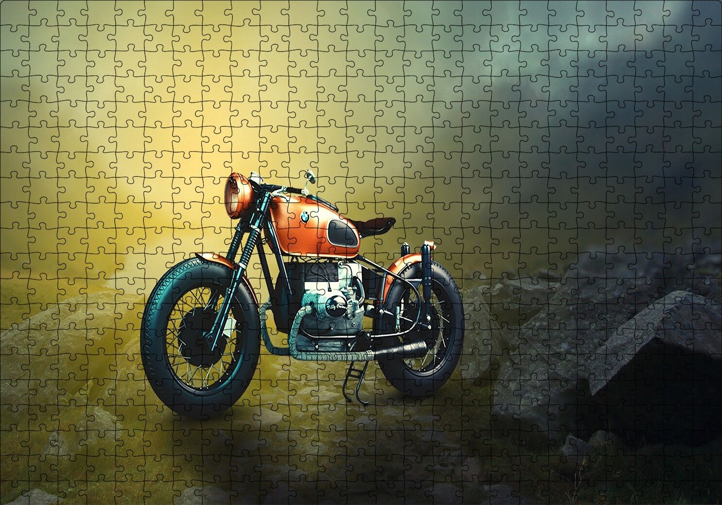 BMV Klasik Motorsiklet Puzzle Yapboz MDF Ahşap 500 Parça 49 cm X 68 cm