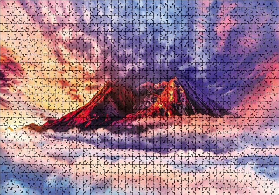 Bulutlar Arasındaki Dağ Puzzle Yapboz MDF Ahşap 1000 Parça 49 cm X 68 cm