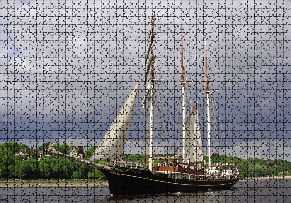 Yelkenli Tekne Puzzle Yapboz MDF Ahşap 1000 Parça 49 cm X 68 cm