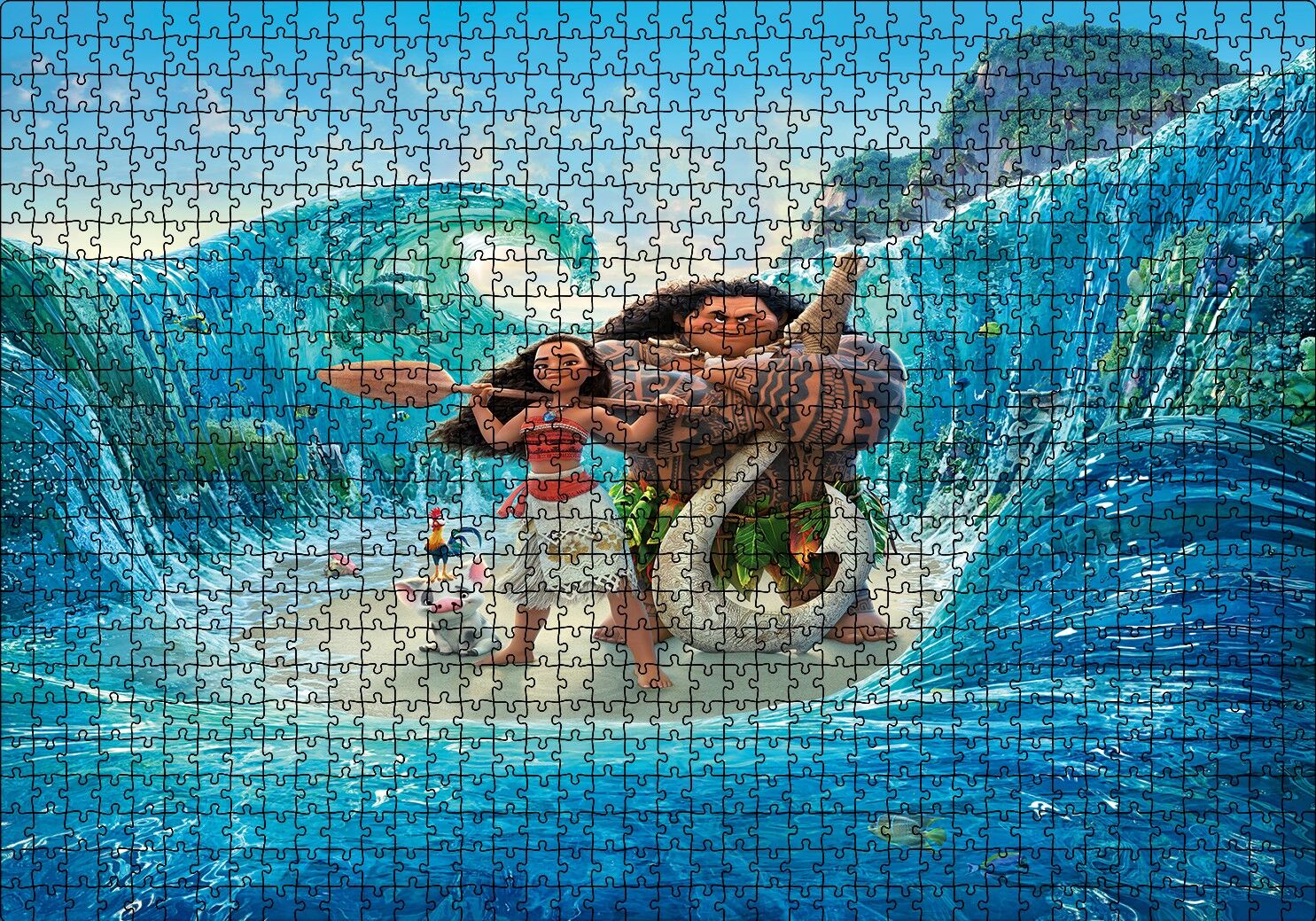 Moana Dalgaların Ortasında Puzzle Yapboz MDF Ahşap 1000 Parça 49 cm X 68 cm