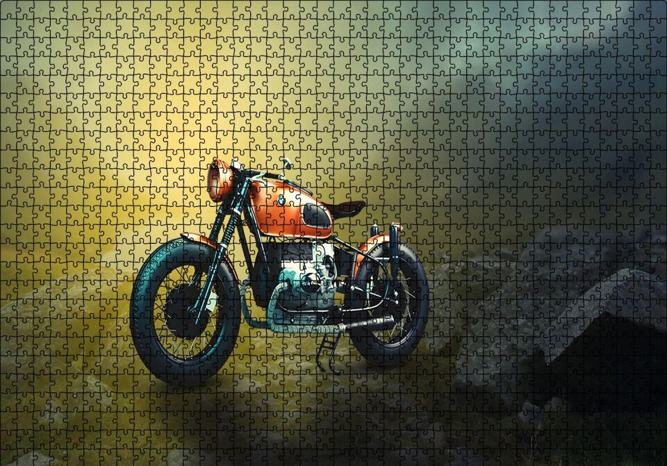 BMV Klasik Motorsiklet Puzzle Yapboz MDF Ahşap 1000 Parça 49 cm X 68 cm