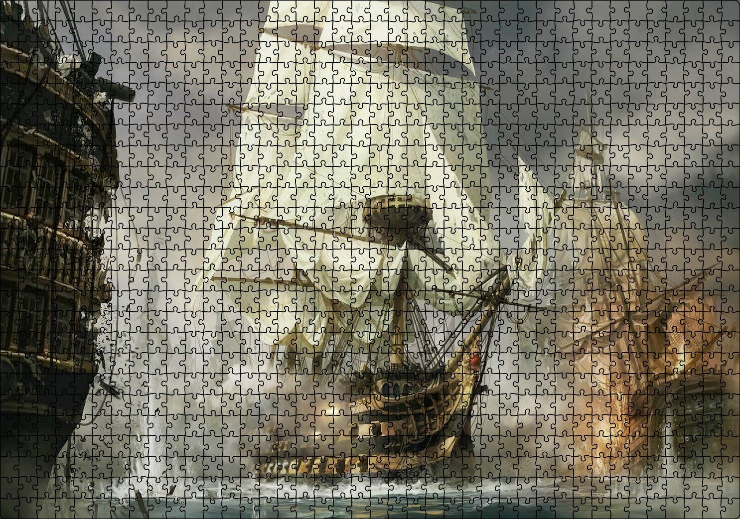Korsan Savaş Gemisi Görseli Puzzle Yapboz MDF Ahşap 1000 Parça 49 cm X 68 cm