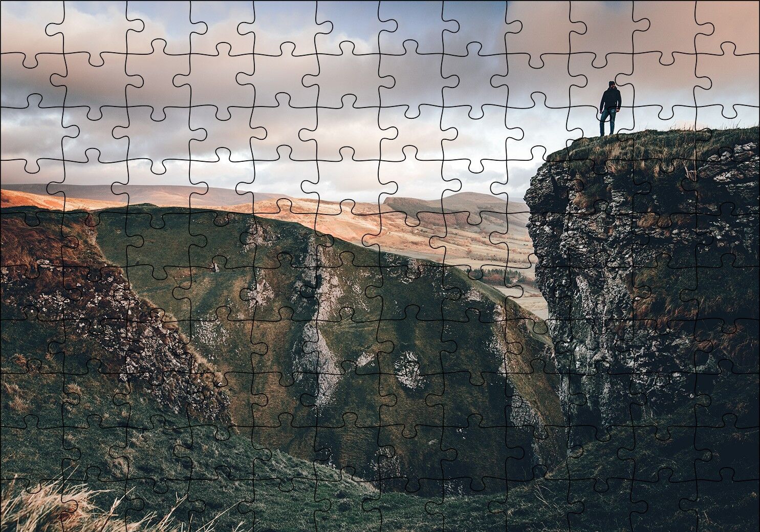 Kayalıklardaki Yalnız Adam Puzzle Yapboz MDF Ahşap 120 Parça 24 cm X 34 cm