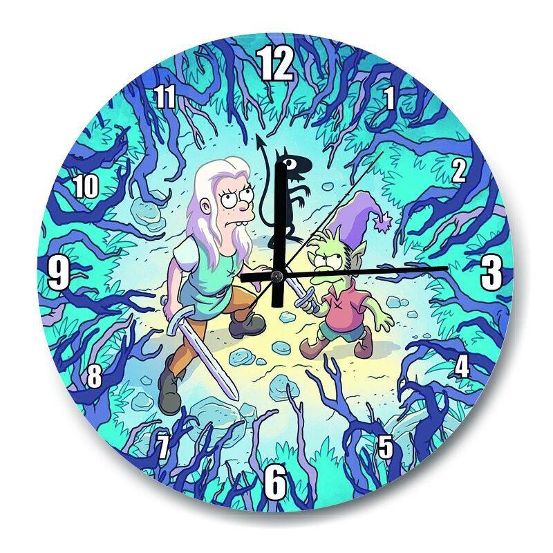 Disenchantment Kahramanları  Mdf Ahşap Duvar Saati 50 cm Çap