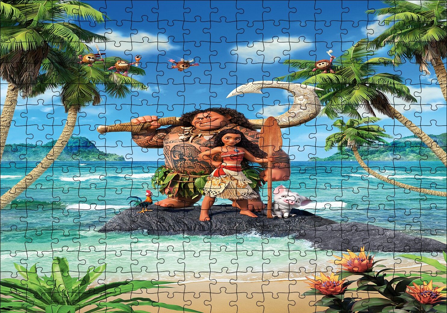 Moana Sahil Pozu Puzzle Yapboz MDF Ahşap 255 Parça 34 cm X 49 cm