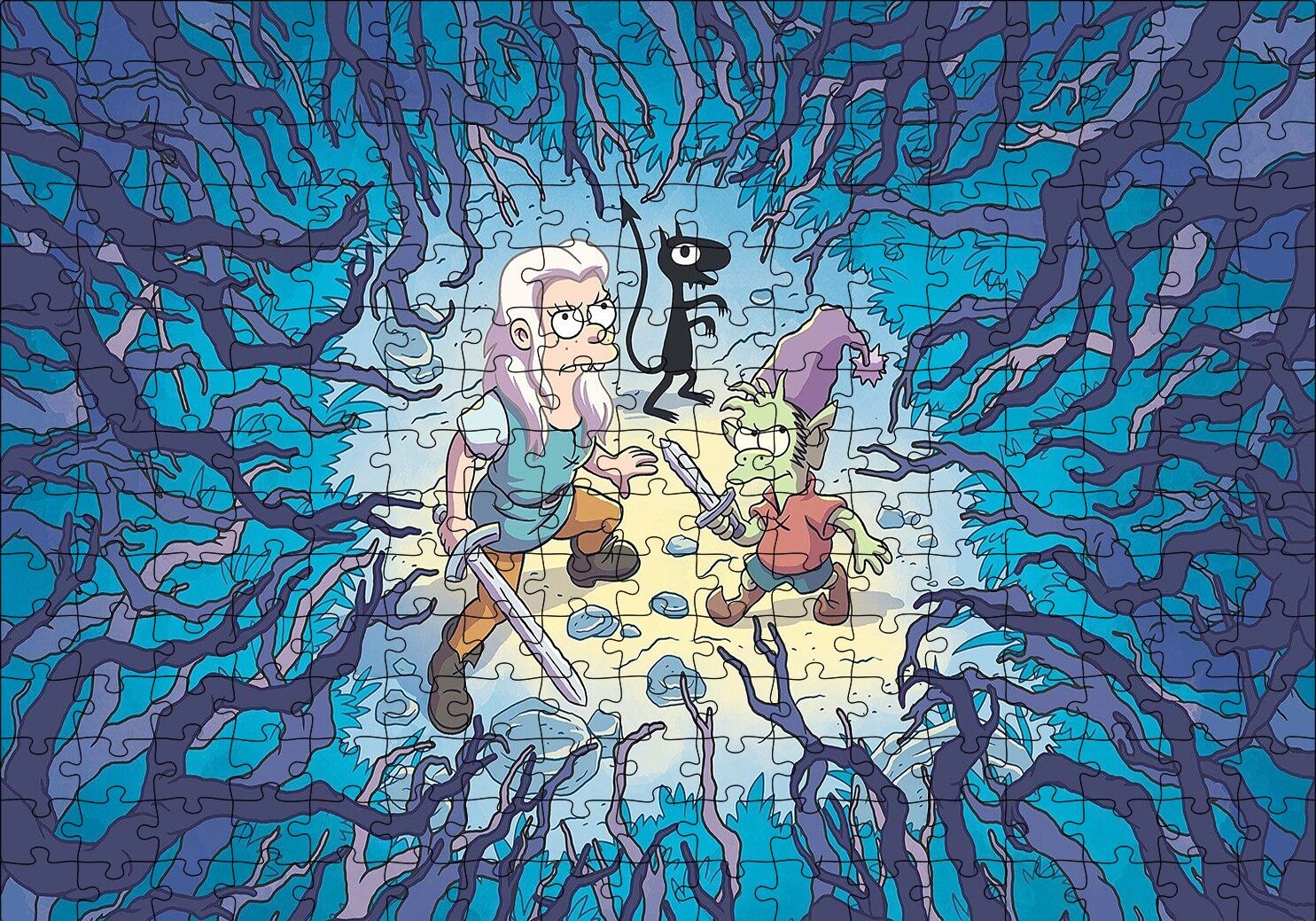Disenchantment Kahramanları Puzzle Yapboz MDF Ahşap 255 Parça 34 cm X 49 cm