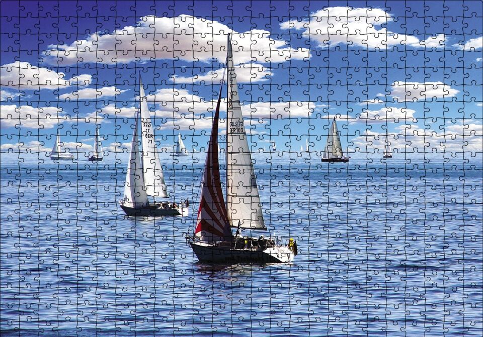 Bulutlar ve Yelkenliler Puzzle Yapboz MDF Ahşap 500 Parça 49 cm X 68 cm