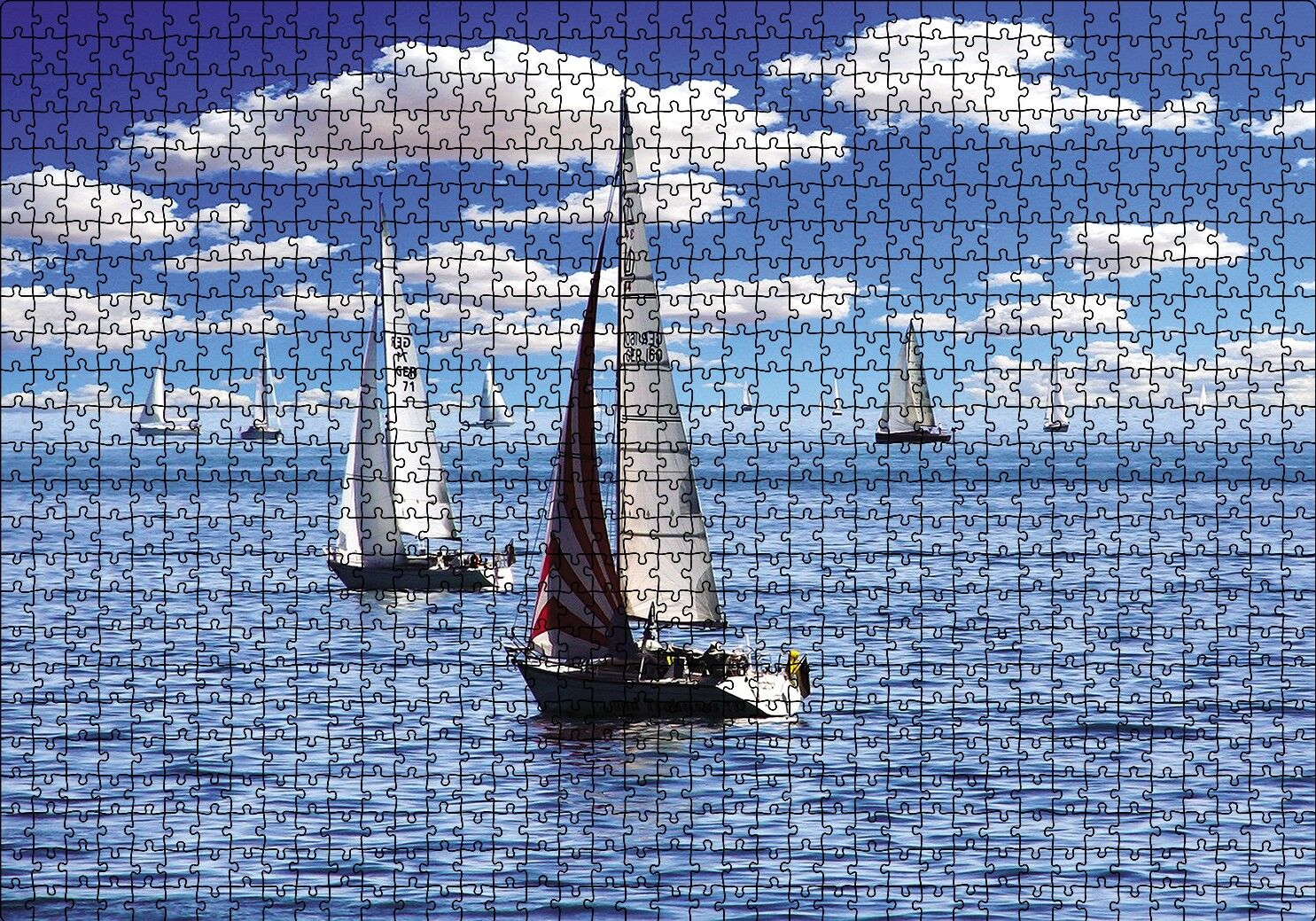 Bulutlar ve Yelkenliler Puzzle Yapboz MDF Ahşap 1000 Parça 49 cm X 68 cm