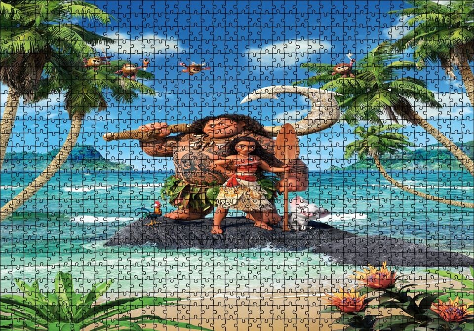 Moana Sahil Pozu Puzzle Yapboz MDF Ahşap 1000 Parça 49 cm X 68 cm