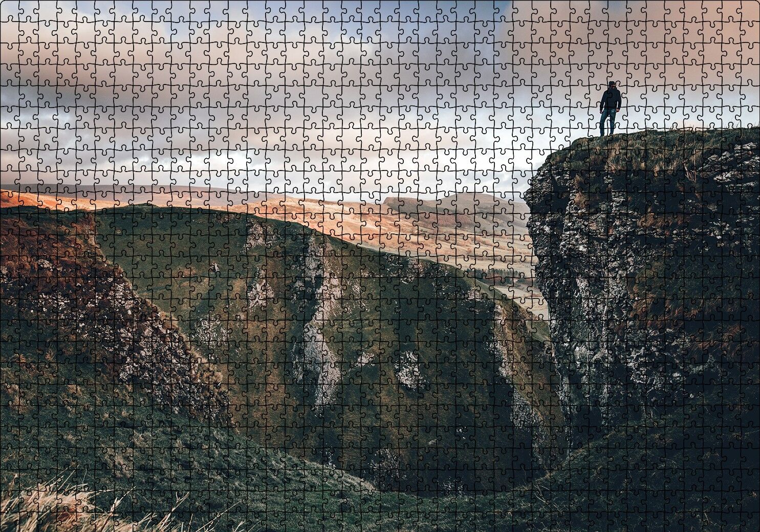 Kayalıklardaki Yalnız Adam Puzzle Yapboz MDF Ahşap 1000 Parça 49 cm X 68 cm