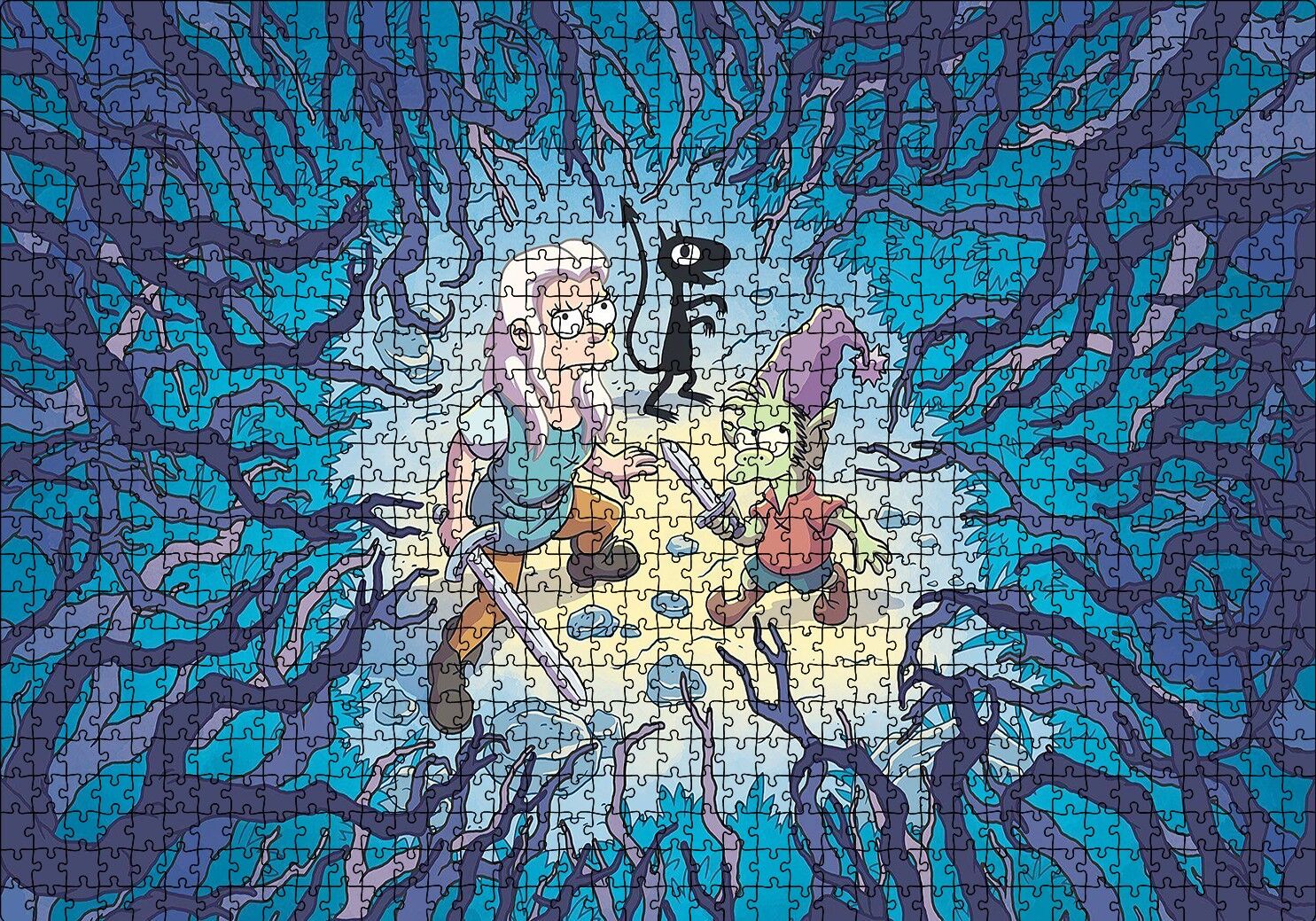 Disenchantment Kahramanları Puzzle Yapboz MDF Ahşap 1000 Parça 49 cm X 68 cm