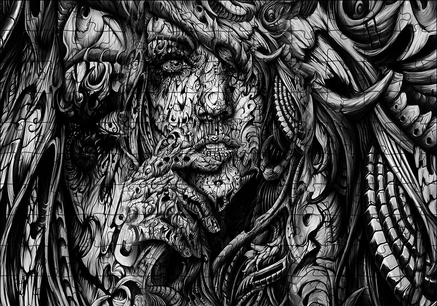 Düşünen Kadın Portresi Metal Gravür Puzzle Yapboz MDF Ahşap