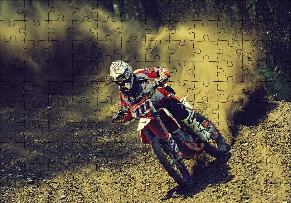 Motokros Spin Puzzle Yapboz MDF Ahşap 120 Parça 24 cm X 34 cm