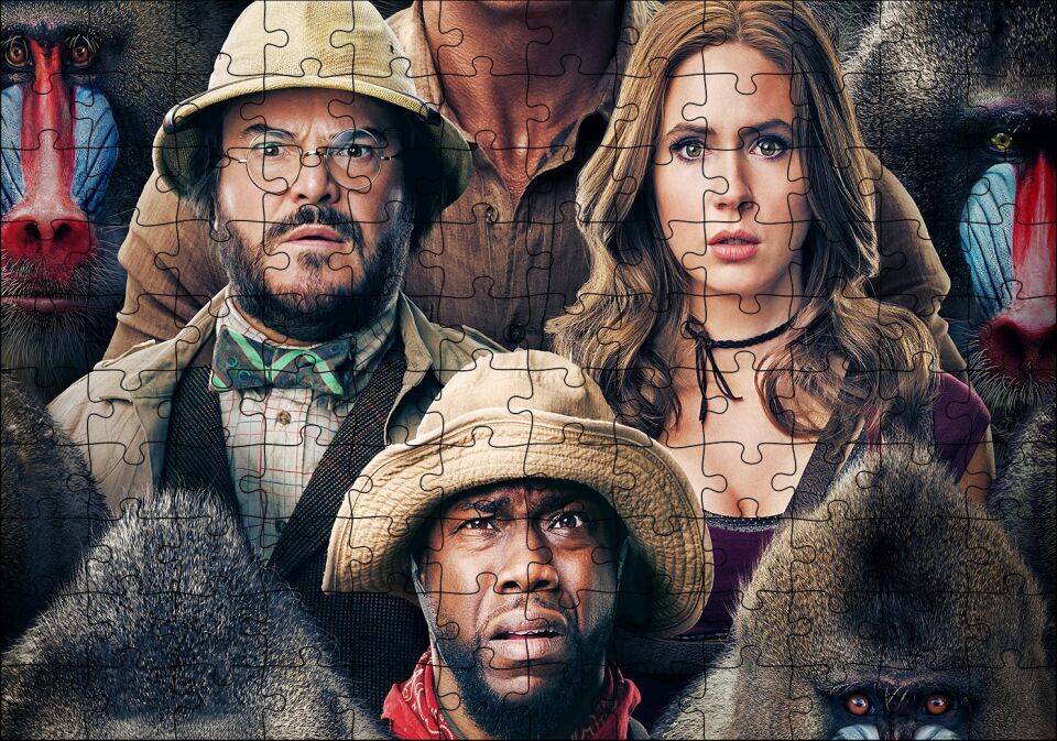 Jumanji Sonraki Seviye Film Görseli Puzzle Yapboz MDF Ahşap 120 Parça 24 cm X 34 cm